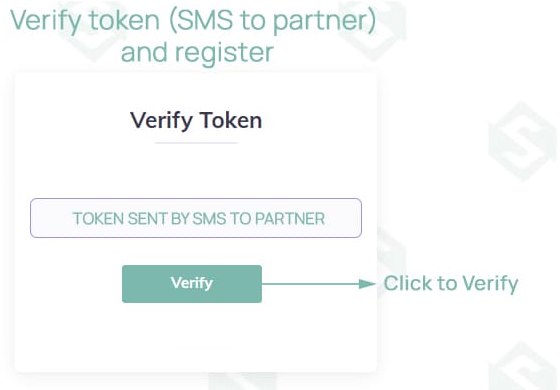 Verify token screen for a new partner