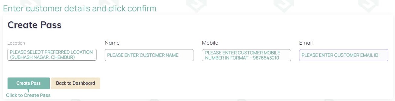 Create Pass form